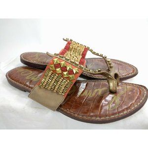 SAM EDELMAN Gideon Beaded Toe Ring Sandals Sz 7.5